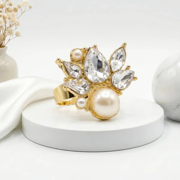 Gold_Toned_Crystal_Pearl_Cluster_Adjustable_Ring_for_Women