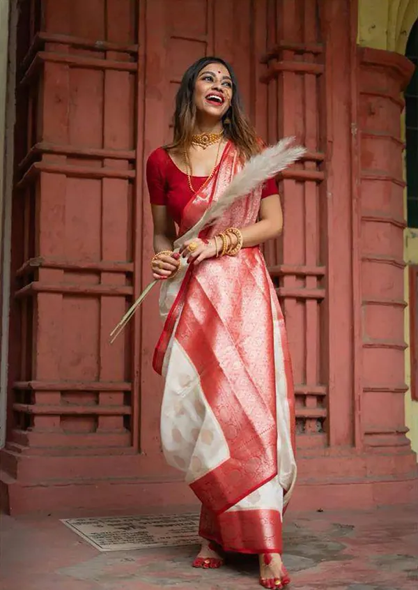 White_Silk_Zari_Woven_Red_Border_Saree_for_Women