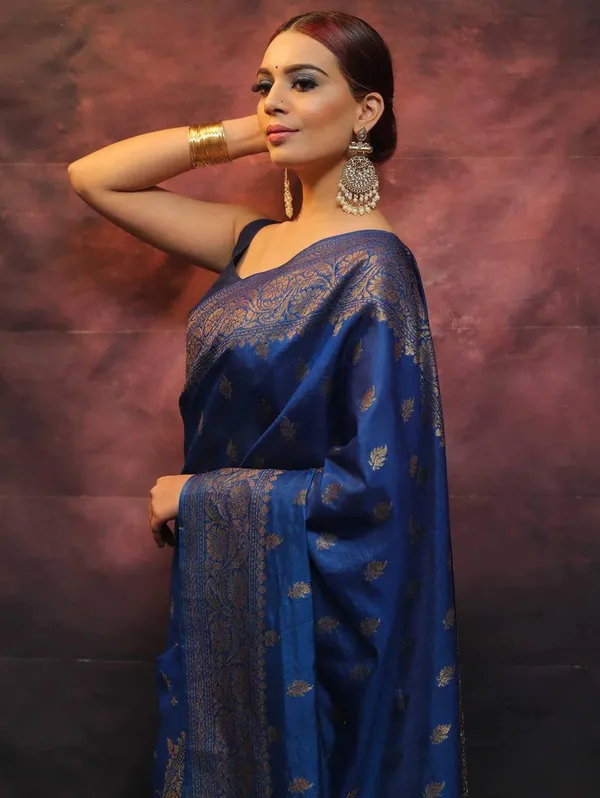 Royal_Blue_Soft_Lichi_Silk_Saree_with_Rich_Jacquard_Woven_Border_&_Designer_Blouse_|_Traditional_Banarasi_Style_Saree_for_Women