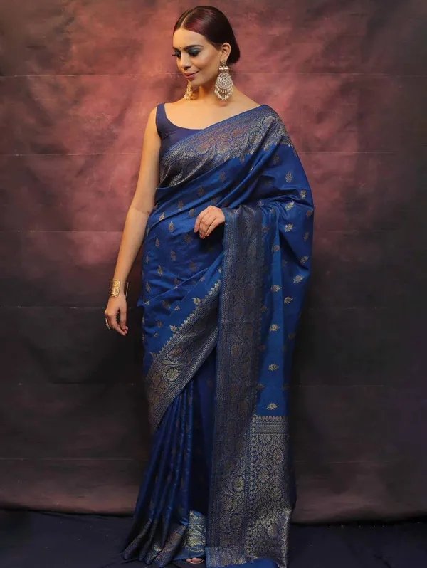 Royal_Blue_Soft_Lichi_Silk_Saree_with_Rich_Jacquard_Woven_Border_&_Designer_Blouse_|_Traditional_Banarasi_Style_Saree_for_Women