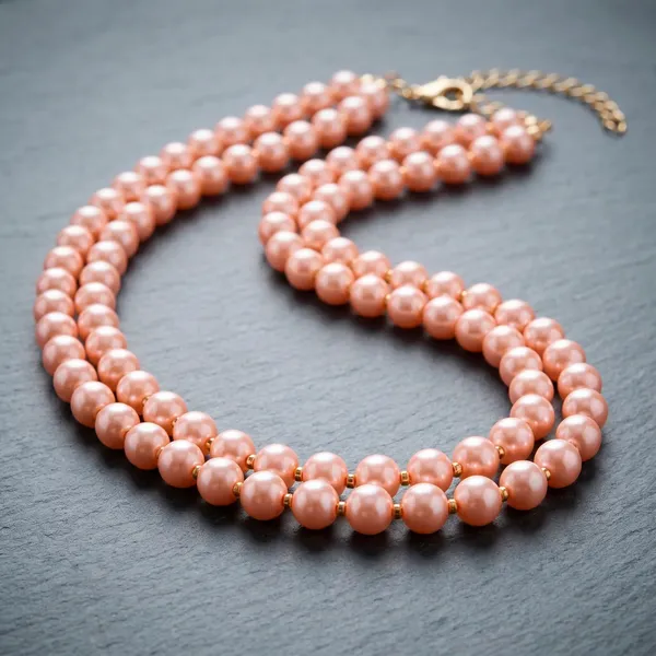 Peach_Pearl_Double_Strand_Beaded_Necklace_for_Women