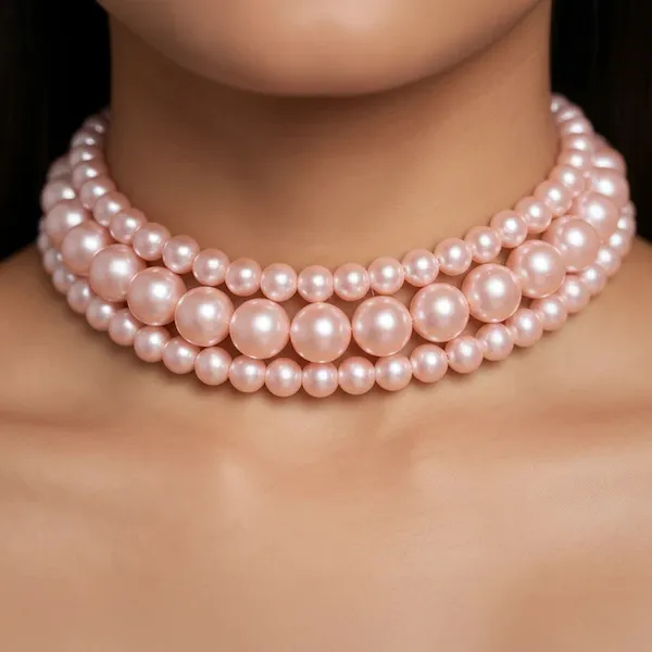 Pink_Pearl_Multi_Strand_Choker_Necklace_for_Women