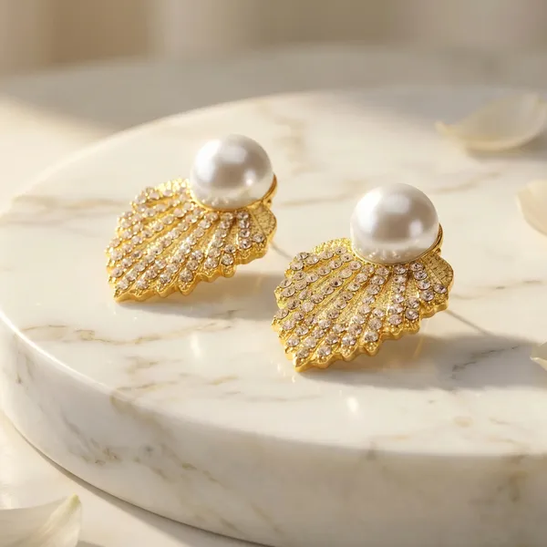 Gold_Pearl_Shell_Studded_Stud_Earrings_for_Women