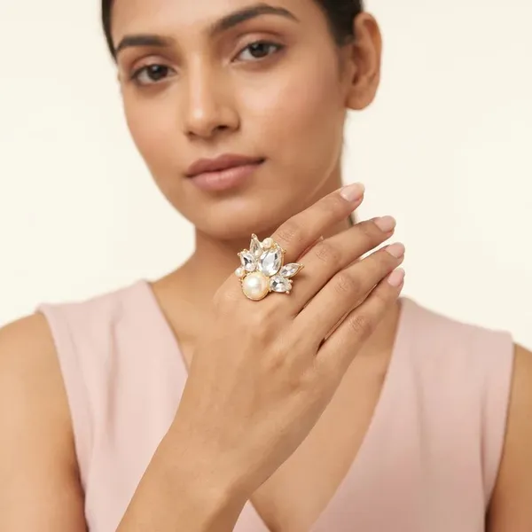 Gold_Toned_Crystal_Pearl_Cluster_Adjustable_Ring_for_Women