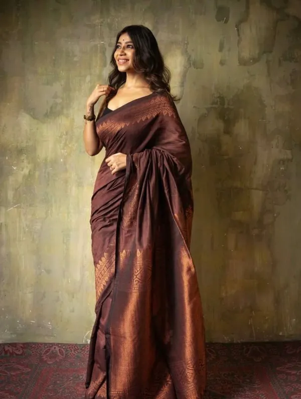 Brown_Soft_Lichi_Silk_Saree_with_Rich_Jacquard_Woven_Pallu_&_Exclusive_Jacquard_Border