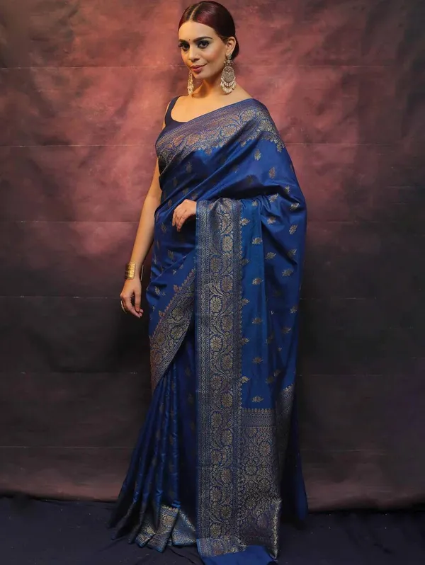Royal_Blue_Soft_Lichi_Silk_Saree_with_Rich_Jacquard_Woven_Border_&_Designer_Blouse_|_Traditional_Banarasi_Style_Saree_for_Women