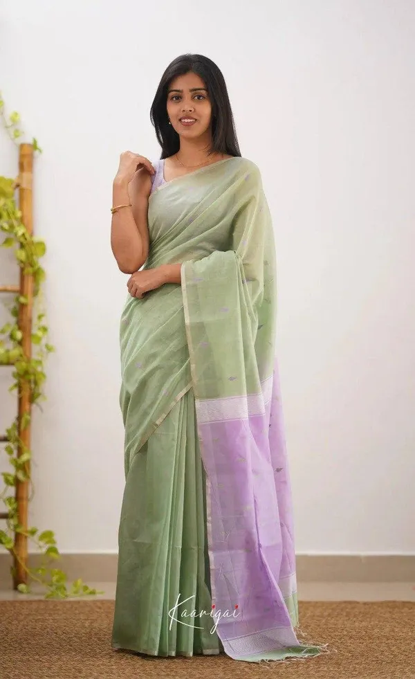 Elegant_Green_&_Lavender_Soft_Lilan_Slab_Saree_with_Rich_Woven_Pallu_&_Designer_Blouse