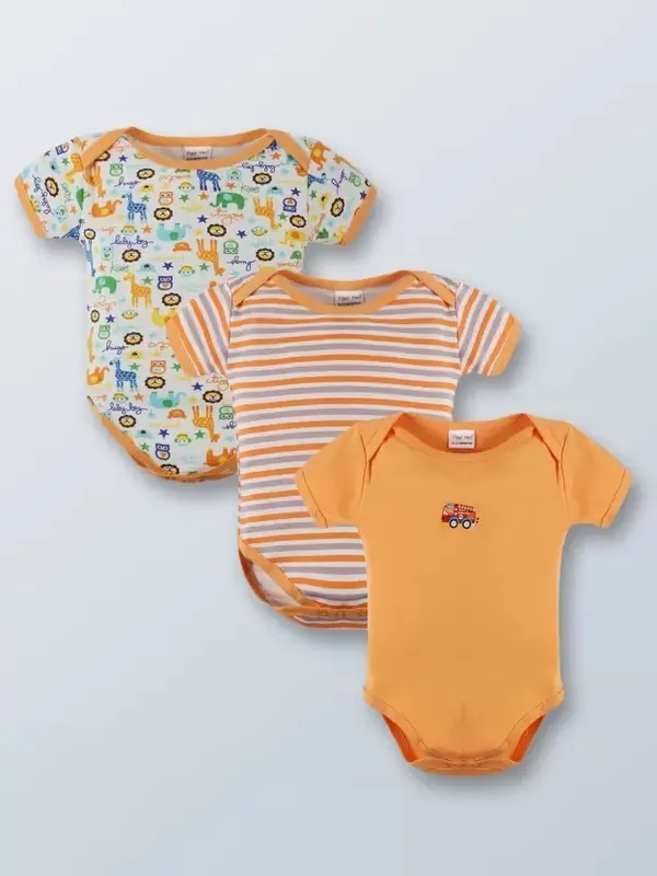Pack_Of_3_Orange__Hosiery_Half_Sleeves_Round_Neck_Casual_Body_Suit_For_Baby_Boys