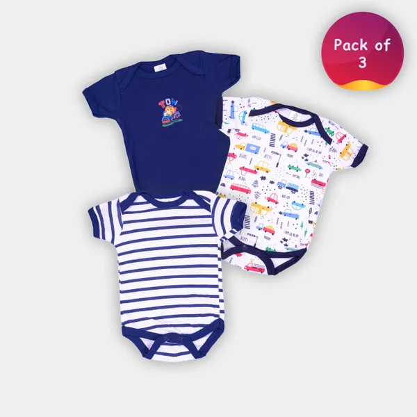 Pack_Of_3_Navy_Blue_Hosiery_Printed_Half_Sleeves_Round_Neck_Casual_Dungaree_Body_Suit_For_Baby_Boys_&_Baby_Girls