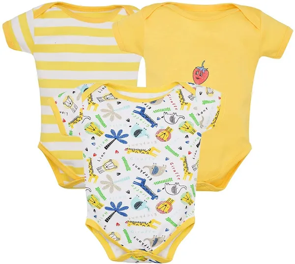Pack_Of_3_Yellow_Hosiery_Half_Sleeves_Round_Neck_Casual_Body_Suit_Baby_Boys