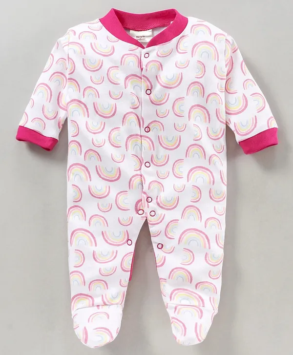 Pack_Of_3_Dark_Pink_Hosiery_PrintedFull_Sleeves_Romper_For_Baby_Boys_&_Baby_Girls