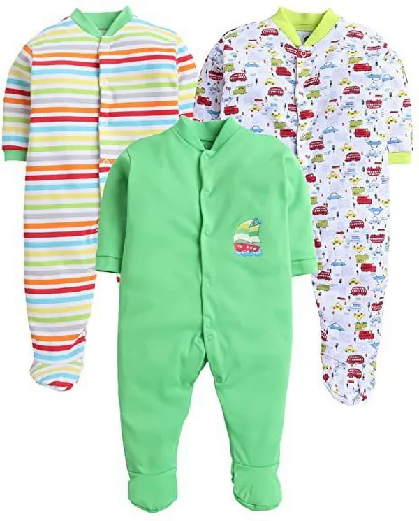 Pack_Of_3_Green_Hosiery_PrintedFull_Sleeves_Romper_For_Baby_Boys_&_Baby_Girls