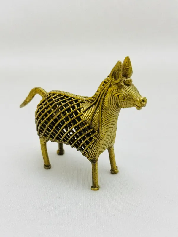 Golden_Brass_Horse_Statue_Handmade_Sculpture_Dokra_Home_Decor,_Metal_Art