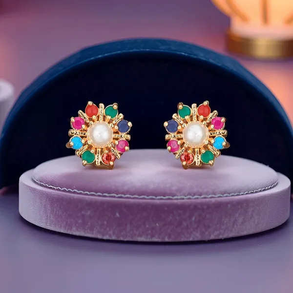 Multicolor_Alloy_Push_Back_Ethnic_Stud_Earring_For_Women