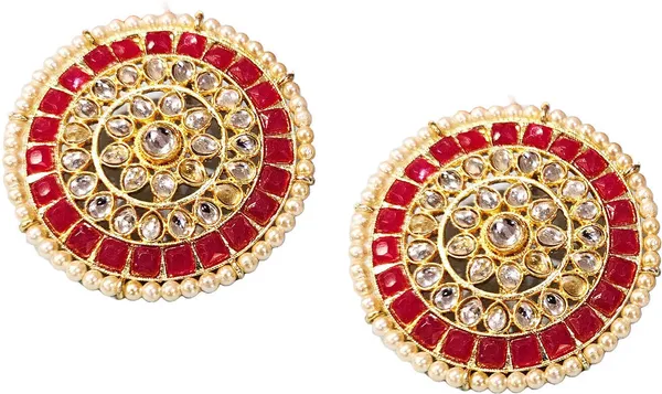 Maroon_Alloy_Push_Back_Ethnic_Earring_Set::Stud_Earring_For_Women