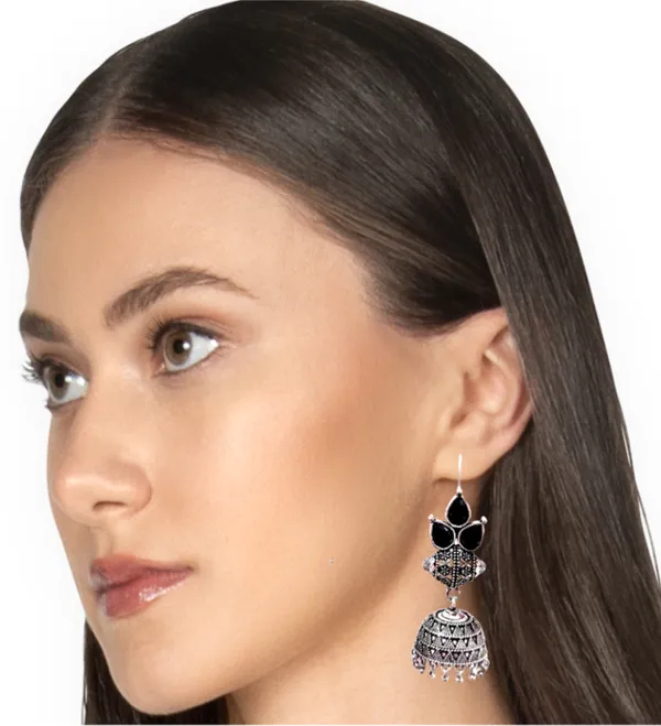 Silver_Plated_Jhumki_Earring_For_Women_|__Premium_Black_Alloy_Hook_Ethnic_Jhumki