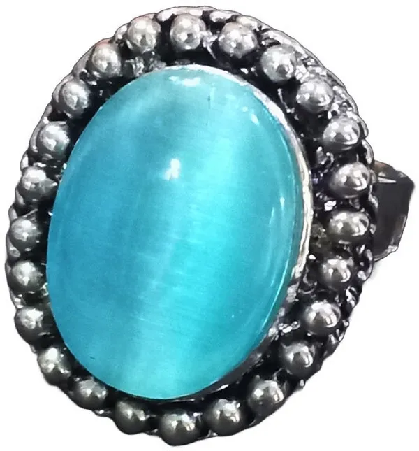 Silver_&_Blue_Alloy_Regular_Ethnic_Ring_For_Women_&_Boys_&_Men