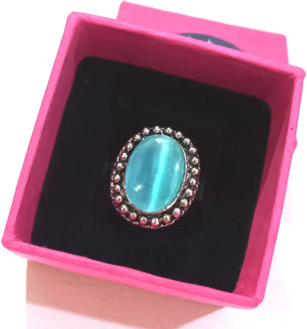 Silver_&_Blue_Alloy_Regular_Ethnic_Ring_For_Women_&_Boys_&_Men