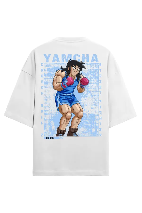 White_Premium_Polyester_Cotton_Oversized_T-Shirt_For_Unisex_(Yamcha_X_Street_Fighter)
