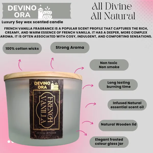 French_Vanilla_Soy_Wax_Scented_Candle_Frosted_Glass_Jar_40_Hours_Burn_Time3_Wicks_For_An_Even_Burn_And_Better_Fragrance_Distribution_(Pack_of_1)