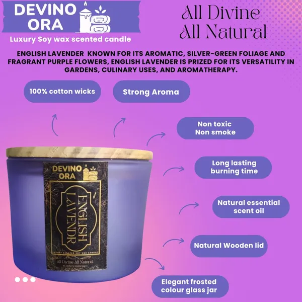 English_Lavender_Soy_Wax_Scented_Candle_Frosted_Glass_Jar_40_Hours_Burn_Time3_Wicks_For_An_Even_Burn_And_Better_Fragrance_Distribution_(Pack_of_1)