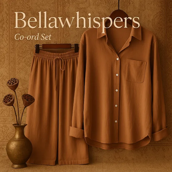 Fashionable_Button-Up_Tunic_and_Palazzo_Co-ord_Set_|_Elegant_Brown_Western_Wear_for_Women