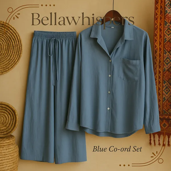 Fashionable_Button-Up_Tunic_and_Palazzo_Co-ord_Set_|_Elegant_Blue_Western_Wear_for_Women