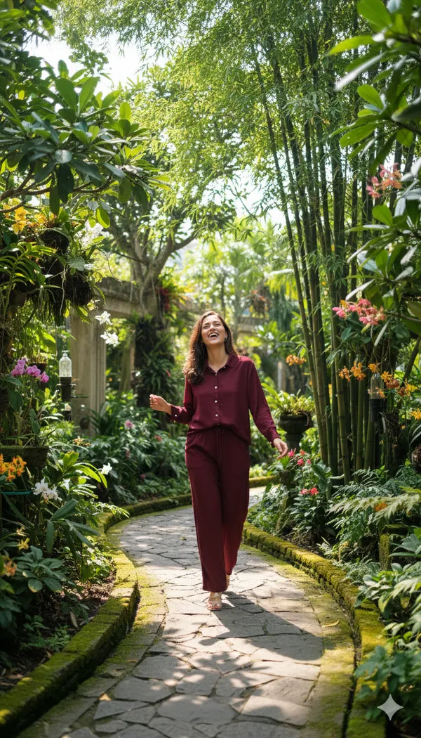 Fashionable_Button-Up_Tunic_and_Palazzo_Co-ord_Set_|_Elegant_Wine_Berry_Western_Wear_for_Women