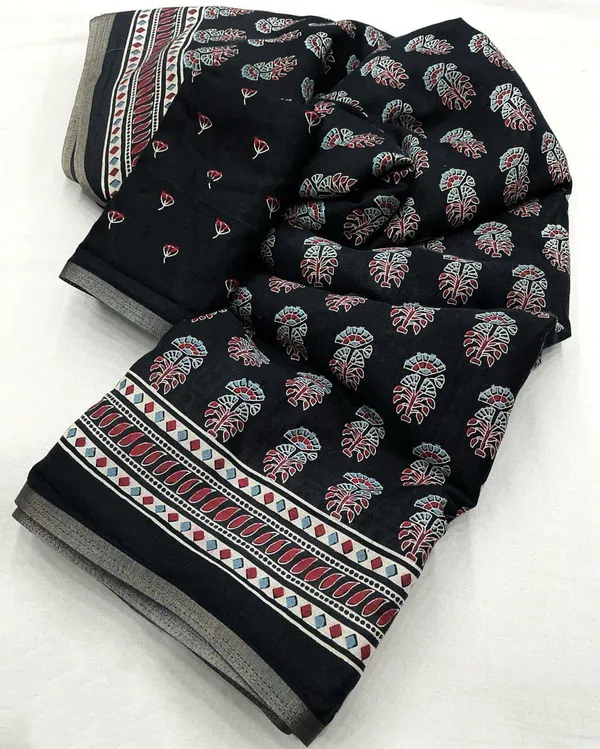 Black_Ajrakh_Printed_Soft_Cotton_Saree
