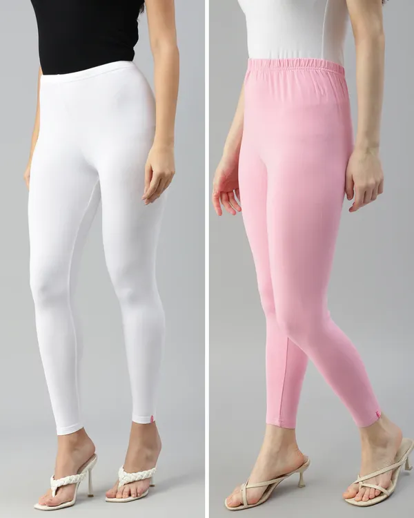 Cotton_Stretch_Ankle_Leggings_(Combo)_-__White_&_Pink