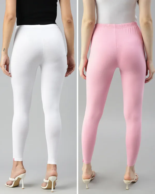 Cotton_Stretch_Ankle_Leggings_(Combo)_-__White_&_Pink
