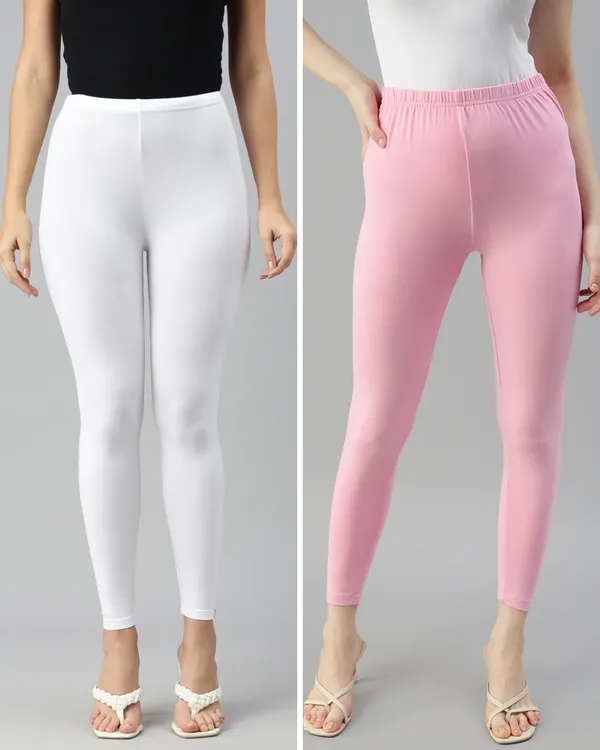 Cotton_Stretch_Ankle_Leggings_(Combo)_-__White_&_Pink
