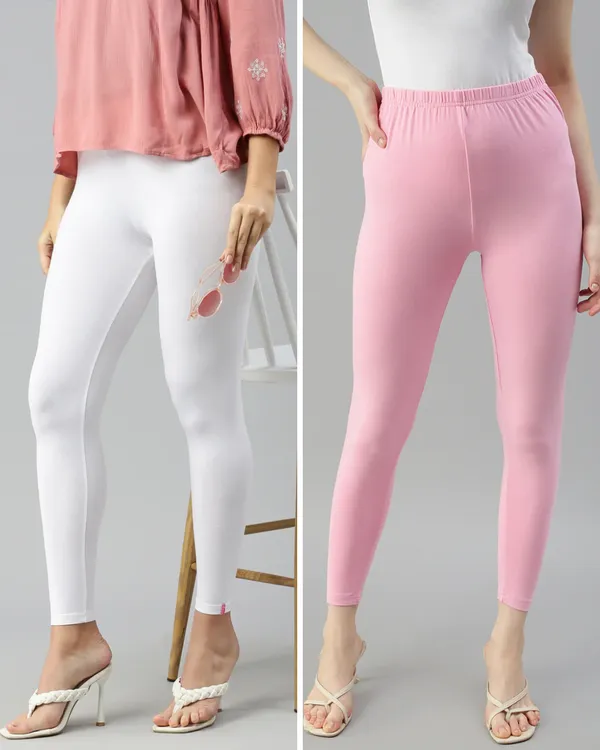 Cotton_Stretch_Ankle_Leggings_(Combo)_-__White_&_Pink