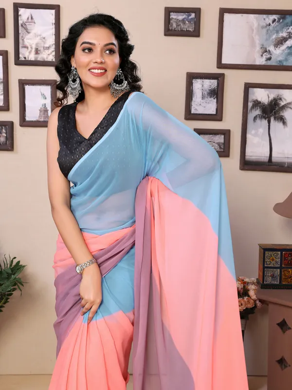 Fancy_Ready_To_Wear_Multi_Plain_Padding_Georgette_Saree