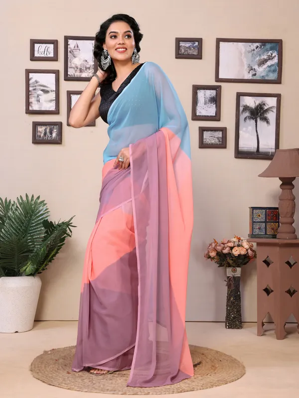 Fancy_Ready_To_Wear_Multi_Plain_Padding_Georgette_Saree