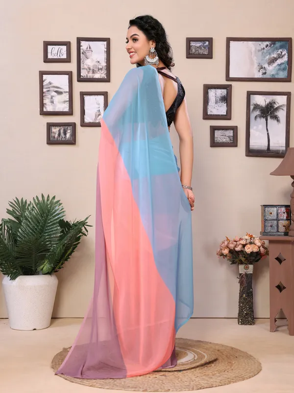 Fancy_Ready_To_Wear_Multi_Plain_Padding_Georgette_Saree