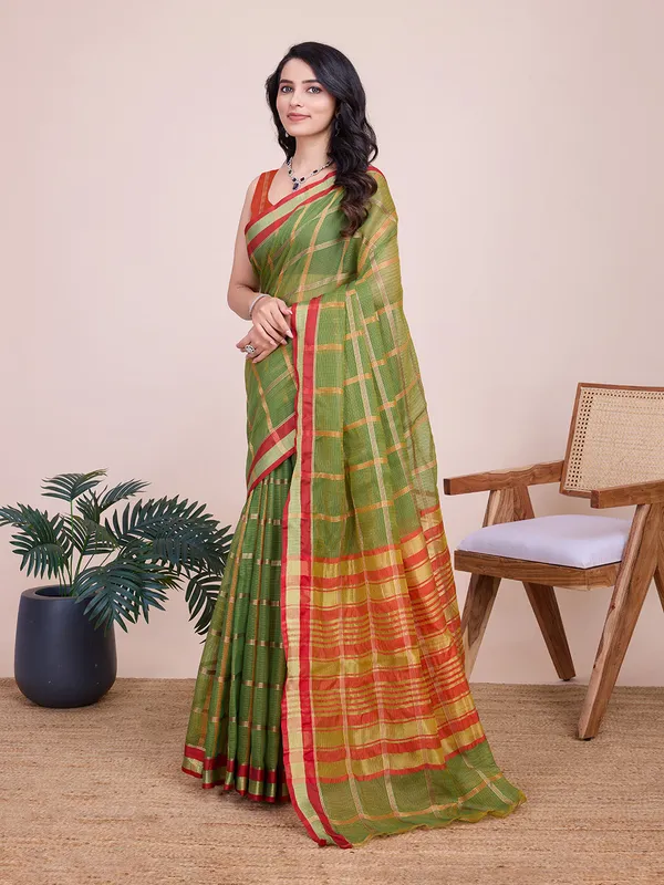 Mahendi_Green_Kota_Doriya_Saree_With_Zari_Weaving_Work