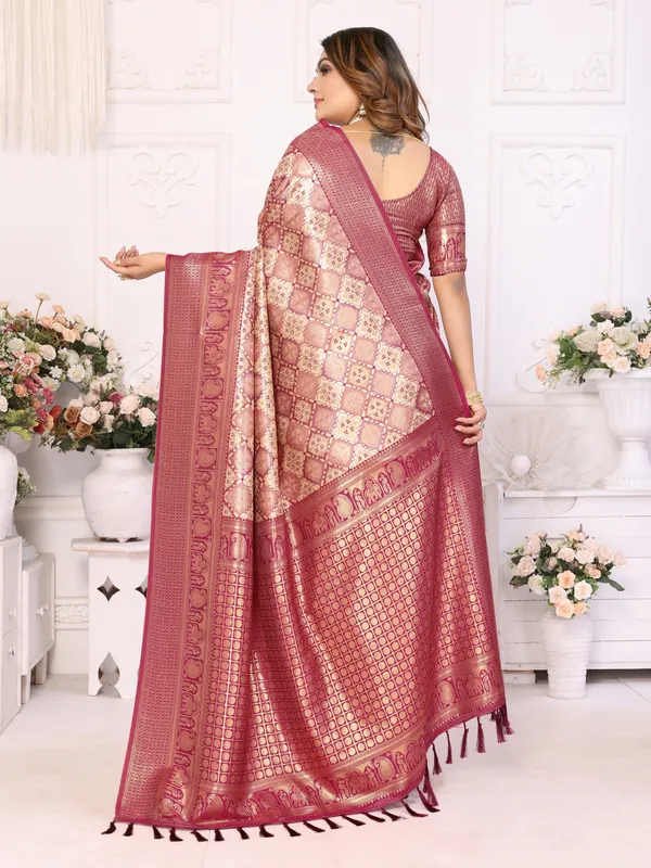Maroon_Banarasi_Chaturi_Silk_Saree_With_Zari_Weaving_Work