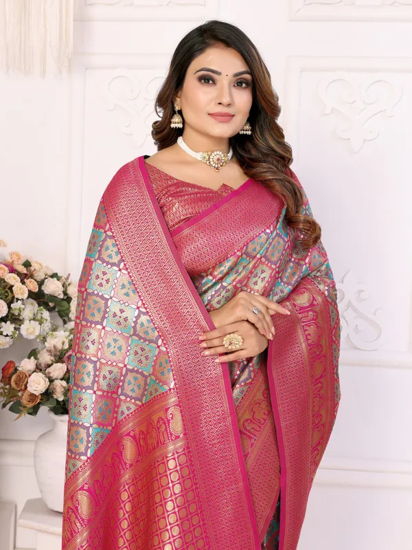 Multi_Banarasi_Chaturi_Silk_Saree_With_Zari_Weaving_Work