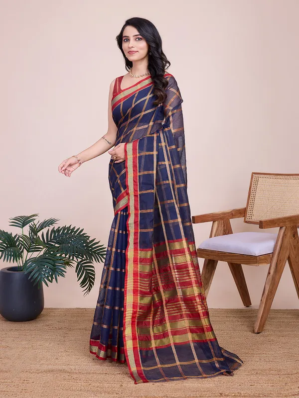 Navy_Blue_Kota_Doriya_Saree_With_Zari_Weaving_Work