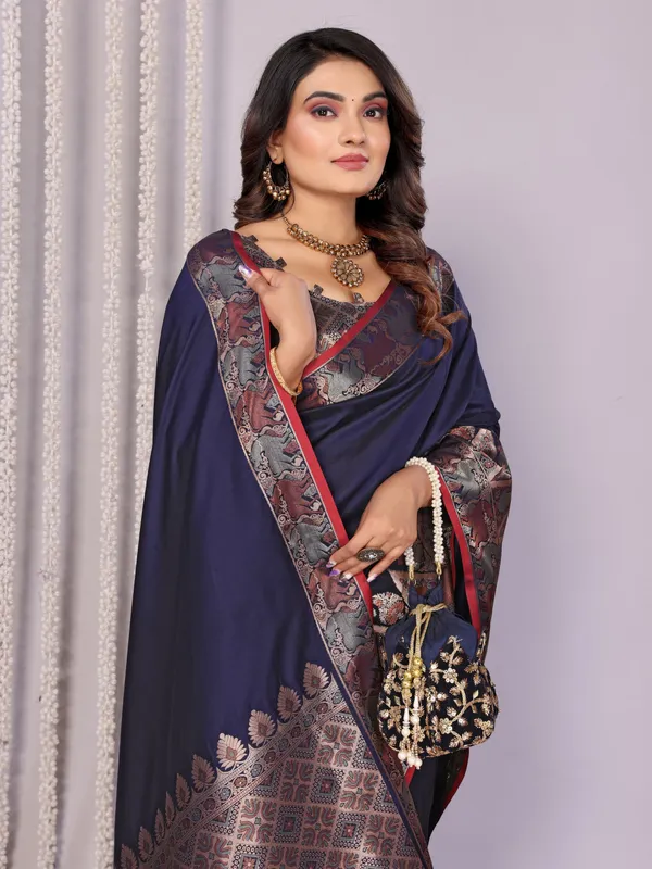 Navy_Blue_Premium_Soft_Banarasi_Silk_Saree_With_Zari_Weaving_Work
