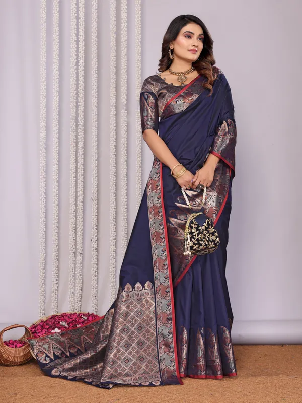 Navy_Blue_Premium_Soft_Banarasi_Silk_Saree_With_Zari_Weaving_Work