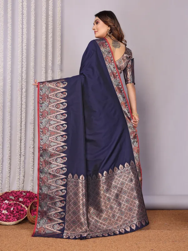 Navy_Blue_Premium_Soft_Banarasi_Silk_Saree_With_Zari_Weaving_Work