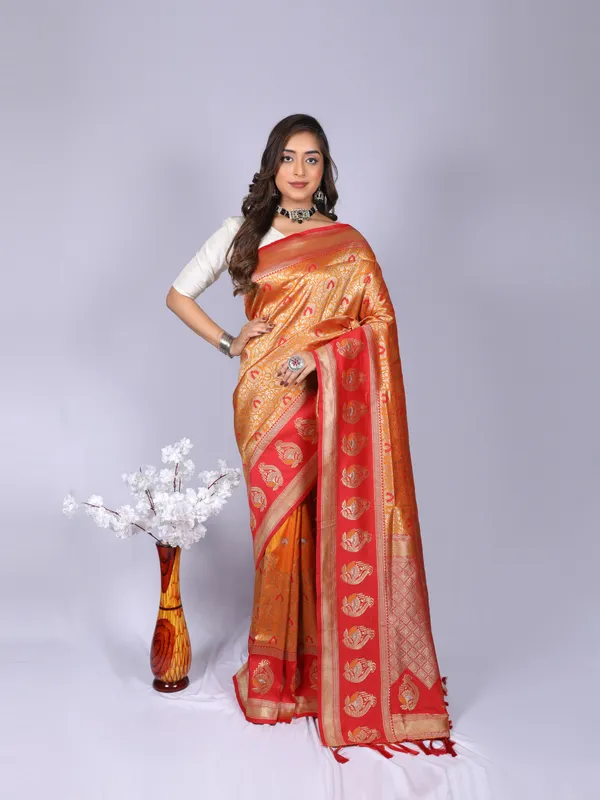 Orange_Kanchipuram_Silk_Saree_With_Zari_Weaving_Work