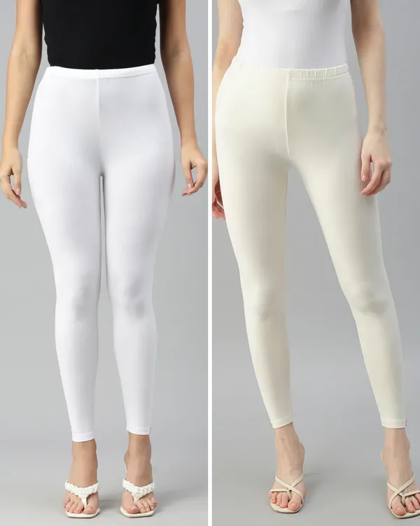 Cotton_Stretch_Ankle_Leggings_(Combo)_-_White_&__Cream