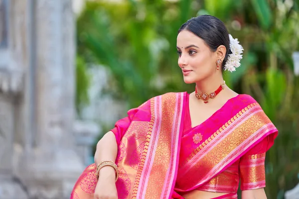 Pink_Color_Banarasi_Silk_Saree_With_Zari_Weaving_Work