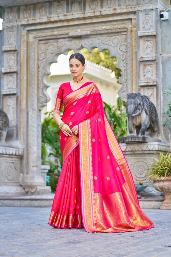 Pink_Color_Banarasi_Silk_Saree_With_Zari_Weaving_Work