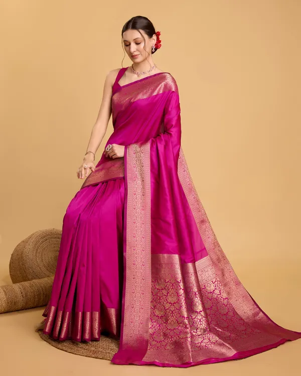 Rani_Pink_Color_Soft_Kanchipuram_Silk_Saree_With_Zari_Weaving_Work