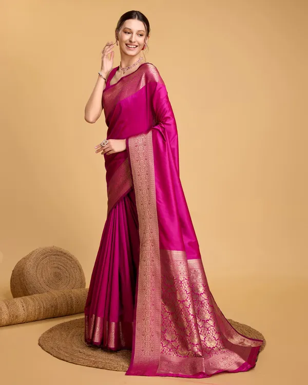 Rani_Pink_Color_Soft_Kanchipuram_Silk_Saree_With_Zari_Weaving_Work
