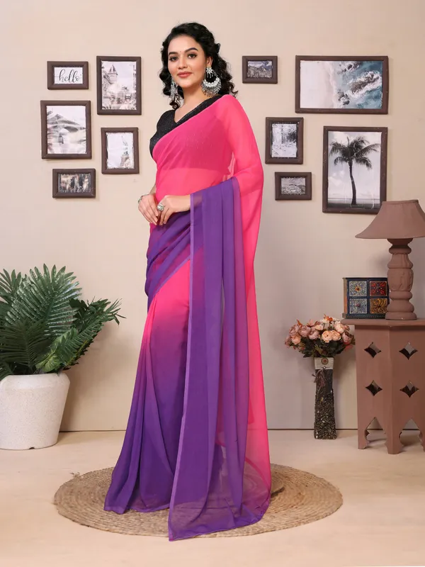 Ready_To_Wear_Multi_Plain_Padding_Georgette_Saree